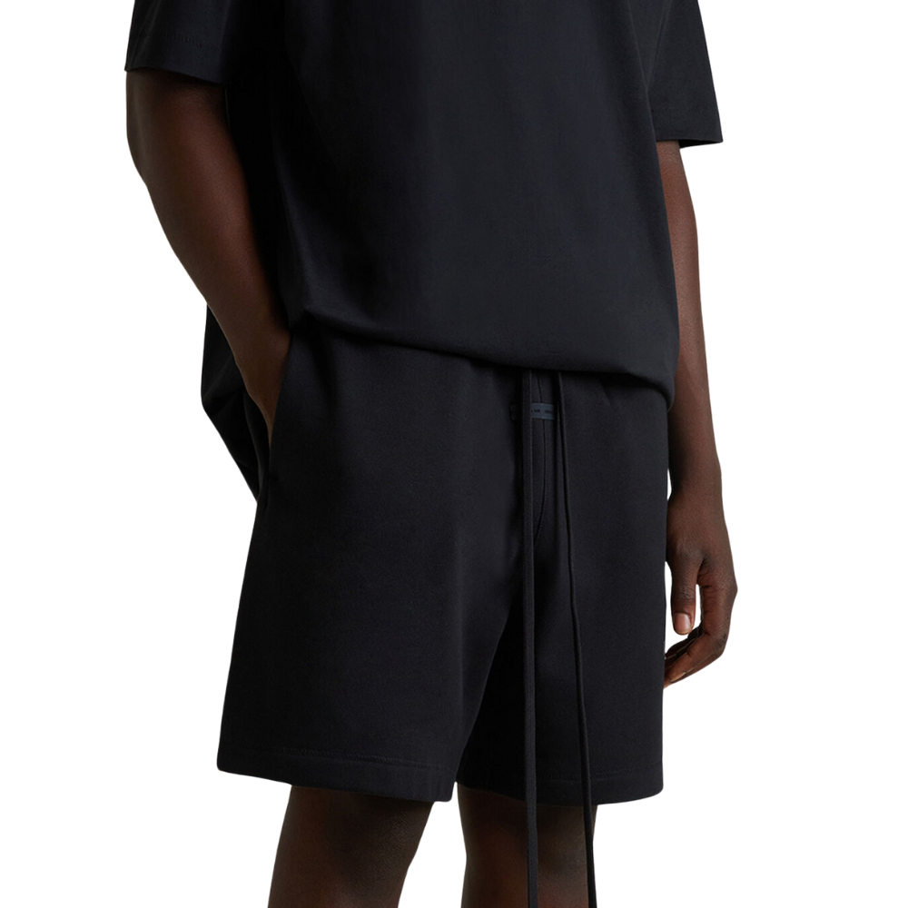 Fear of God ESSENTIALS Jet Black Soccer Fleece Sweat Shorts